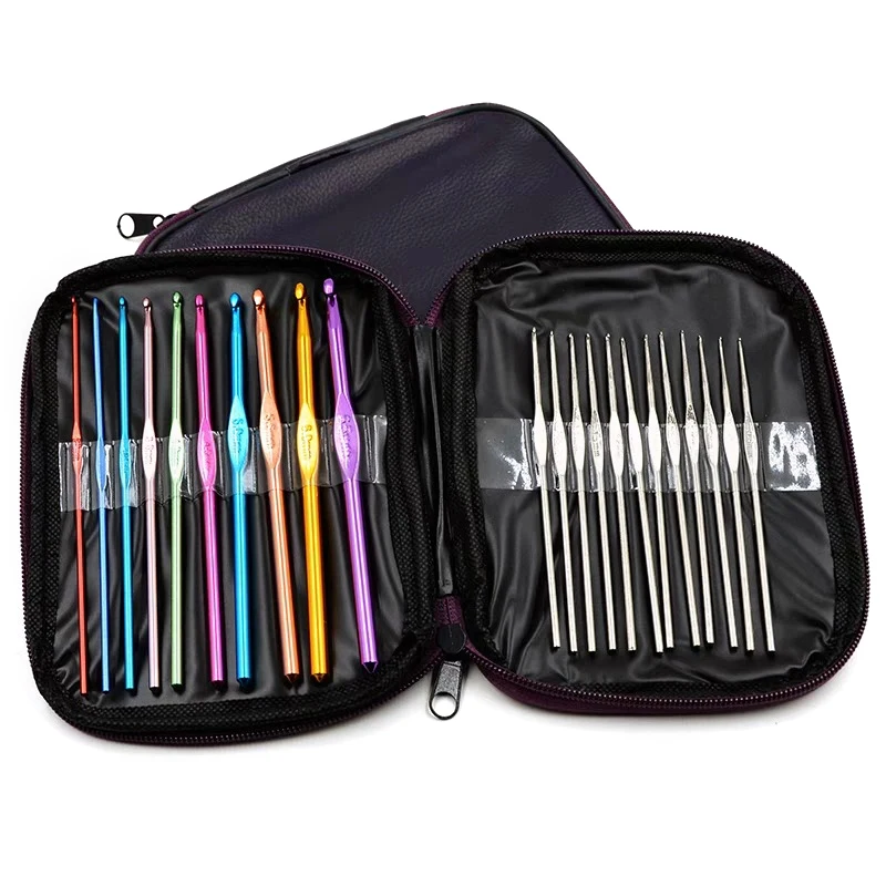 22PCS Crochet Hooks Kits With Storage Bag Soft Handle Crochet Needles Yarn Weave Knitting Needles Set DIY Weaving Tool Hand Tool