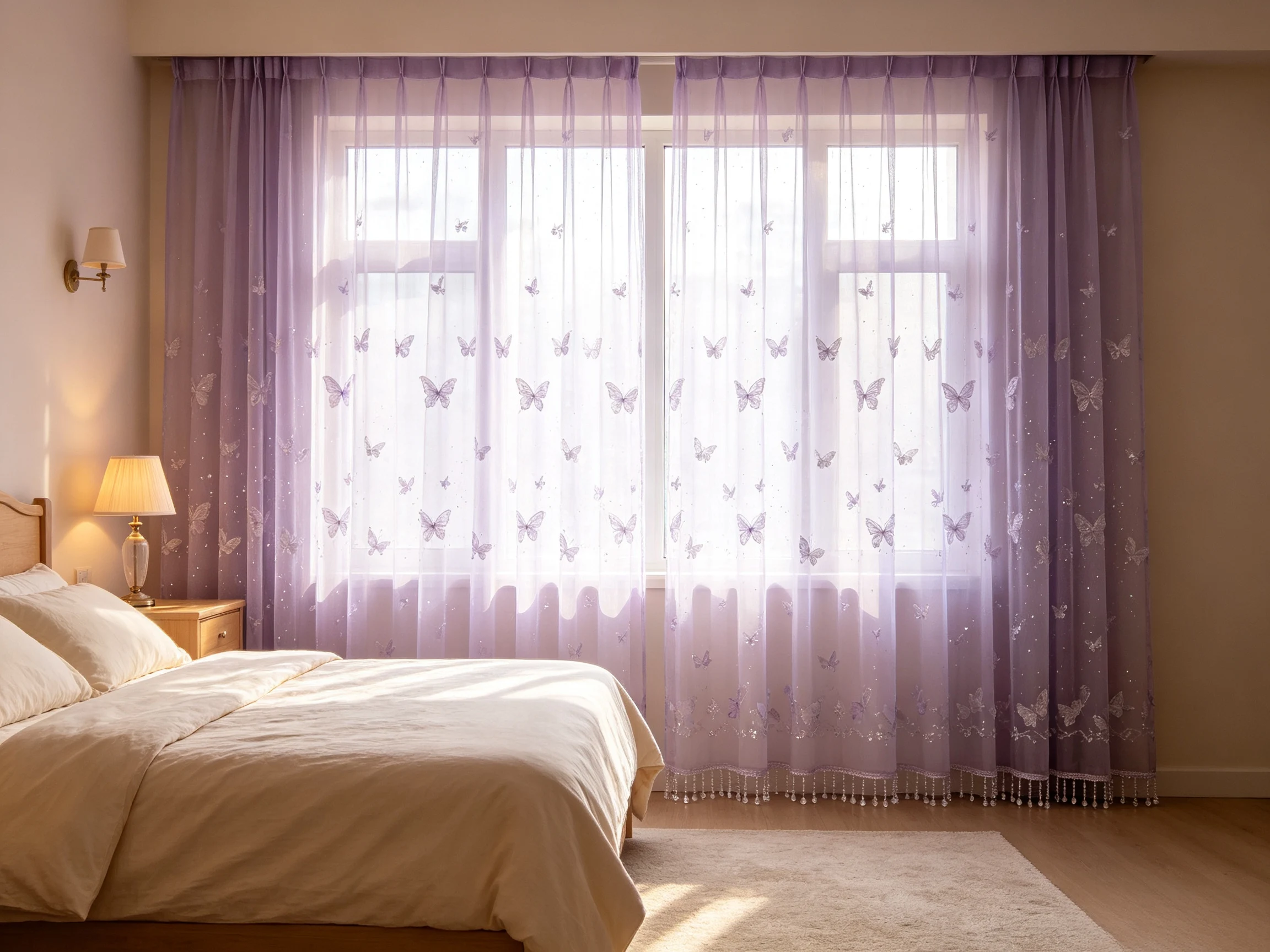 200191  Living room translucent decorative gauze curtain tassel pendant soft decoration gauze curtain