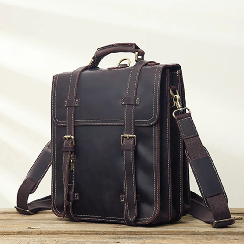 

Новинка 2024 года, кожаный британский мужской рюкзак в стиле ретро, большая вместительная сумка для компьютера, дорожная сумка для отдыха, кожа Crazy Horse, коровья кожа