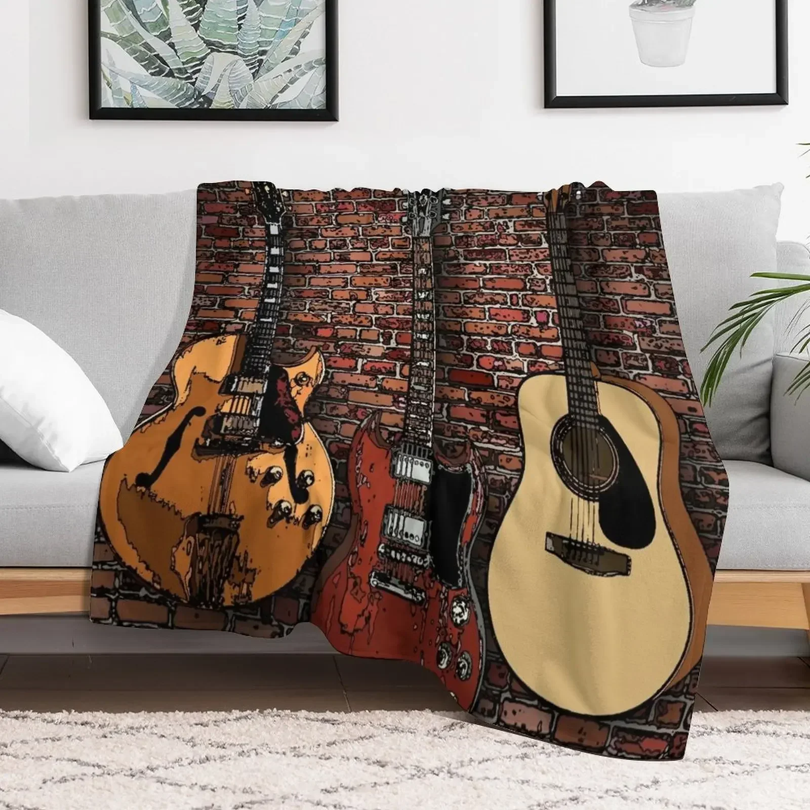

Three Guitars Throw Blanket Bed Luxury Soft Big Decoratives Blankets Sofa Quilt Thin Softest Flannels Blankets