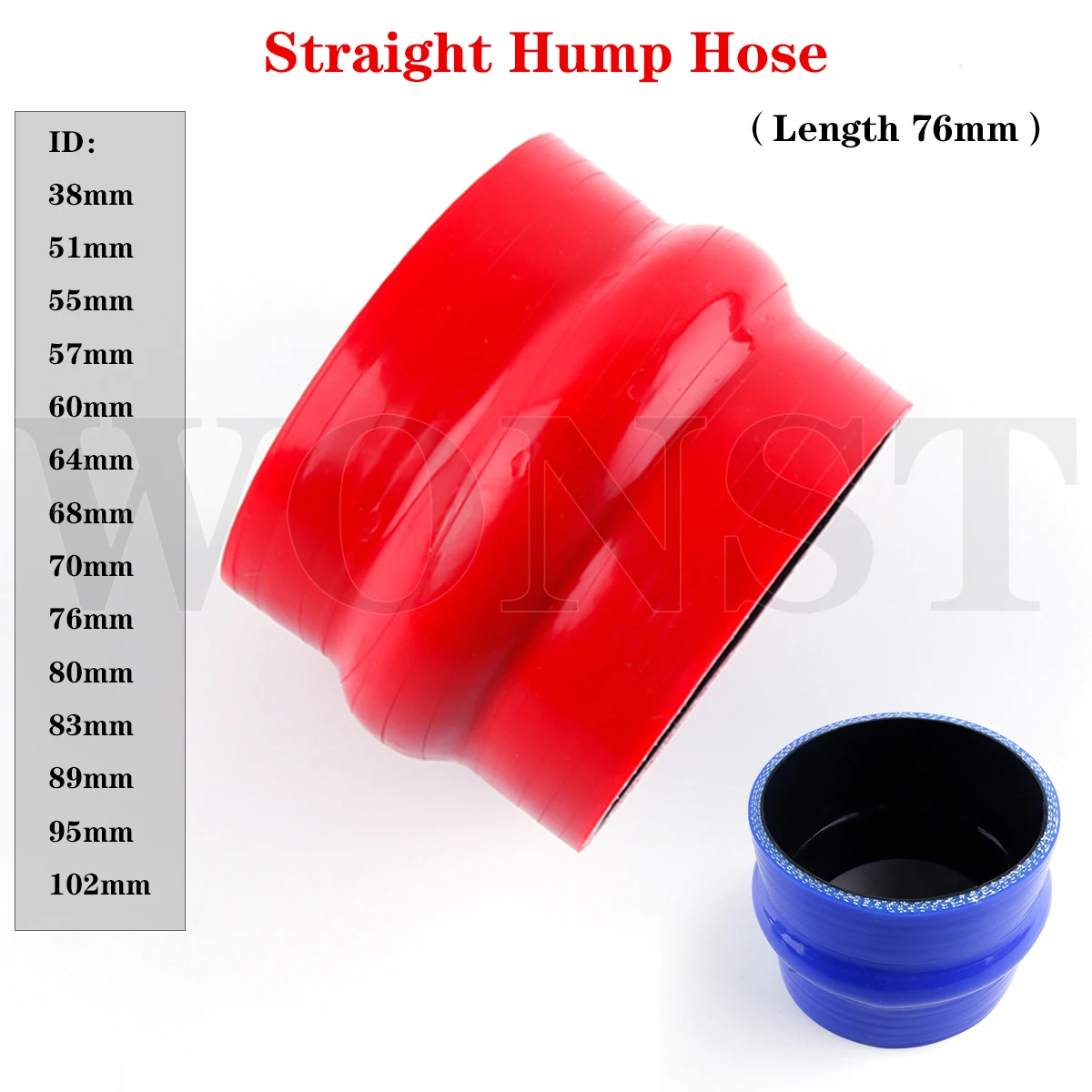 

Straight Silicone Hump Hose ID38 51 55 57 60 64 68 70 76 80 83 89mm Rubber Joiner Tube for Intercooler Cold air intake Pipe