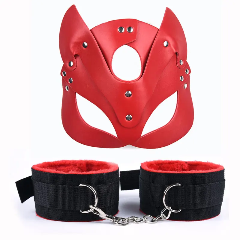 Mask With Plush Nylon Plush Sex Handcuffs Bondage Slave Exotic Accessories Toys For Couples Adults Games