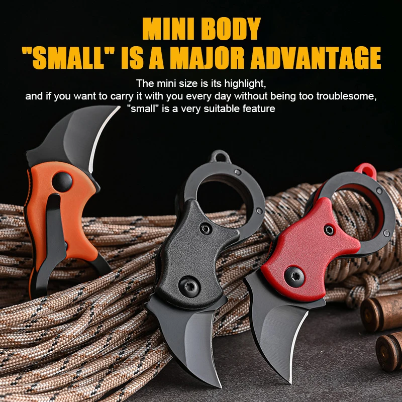 Mini Keychain Pocket Knife Stainless Steel Camping Small Mini Portable Knife Peeler Fixed Blade Multi EDC Tool With Chain