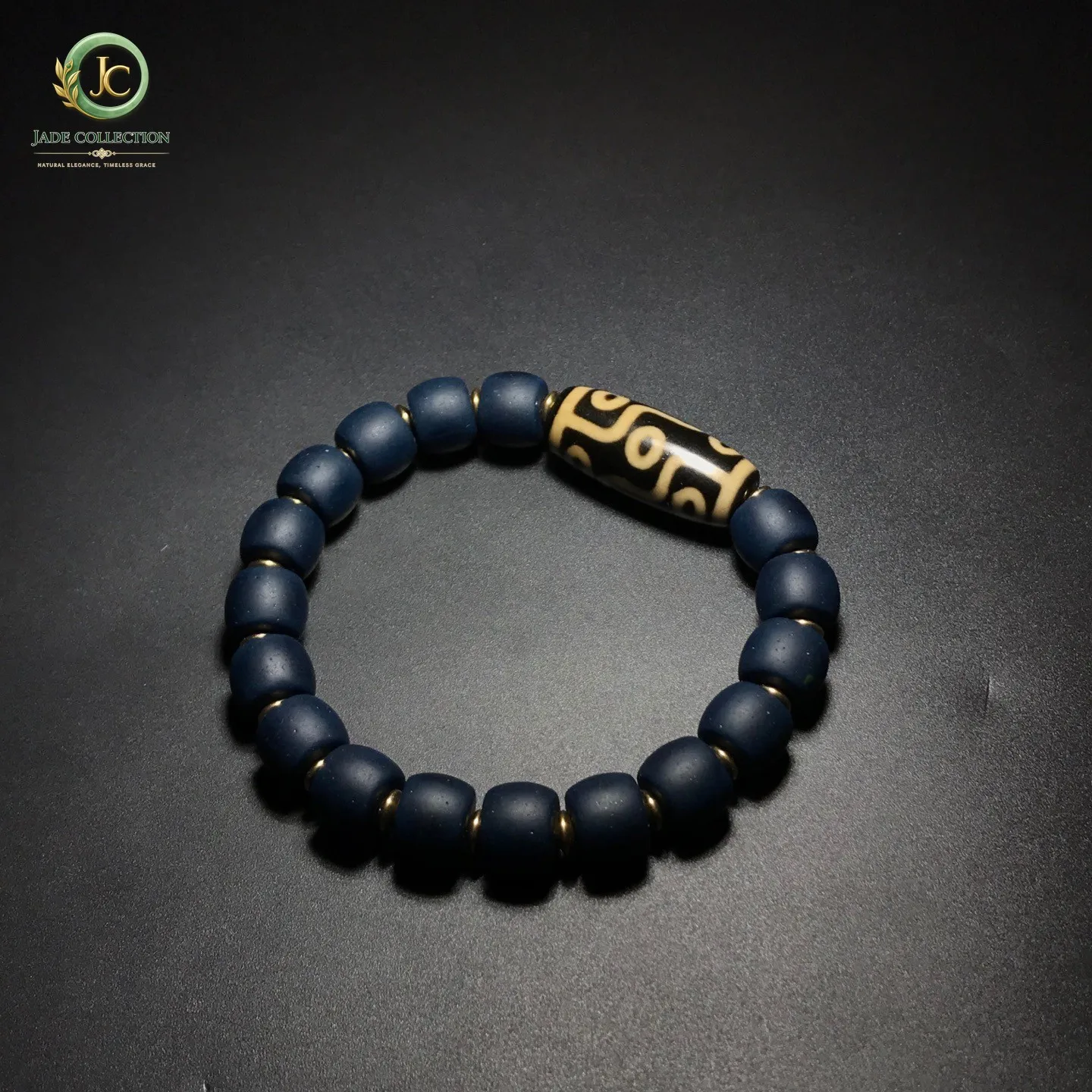 Tibetan Old Agate dZi *9 Eyes* Beads Amulet Bracelet J0401