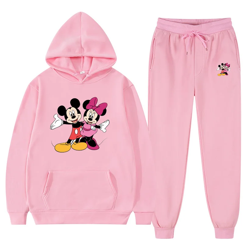 

Autumn/Winter Fashion Women's Tracksuit Sets New Minnie Print Hooded Jacket+Pants Suit Casual Sportswear Disney Sets Male