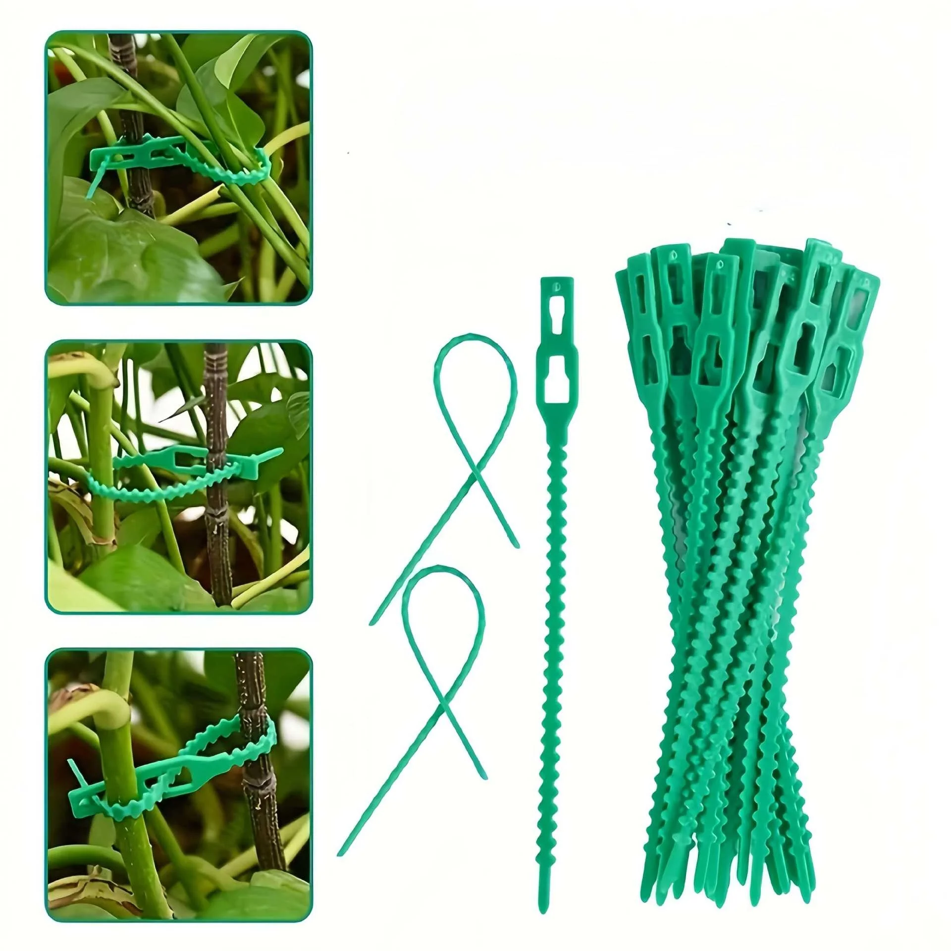 

100Pcs Adjustable Zipper Cables Plant Ties - Flexible Green Multi-Function Sturdy Garden Twist Tie for Plant Support, Tree