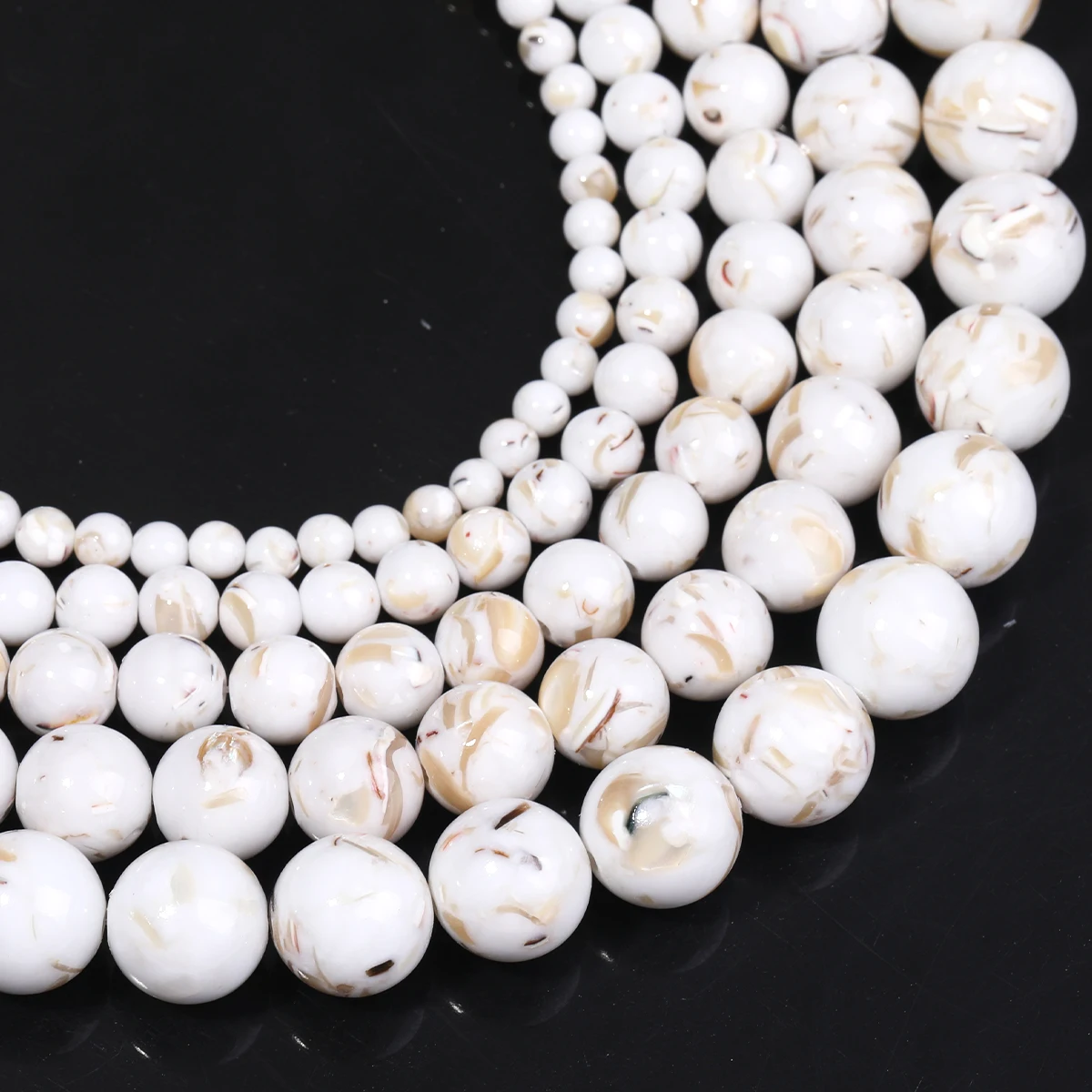 Synthetic White Shell Turquoise Beads Round Loose Beads For Jewelry Making Handmade DIY Bracelets Necklaces Accessories