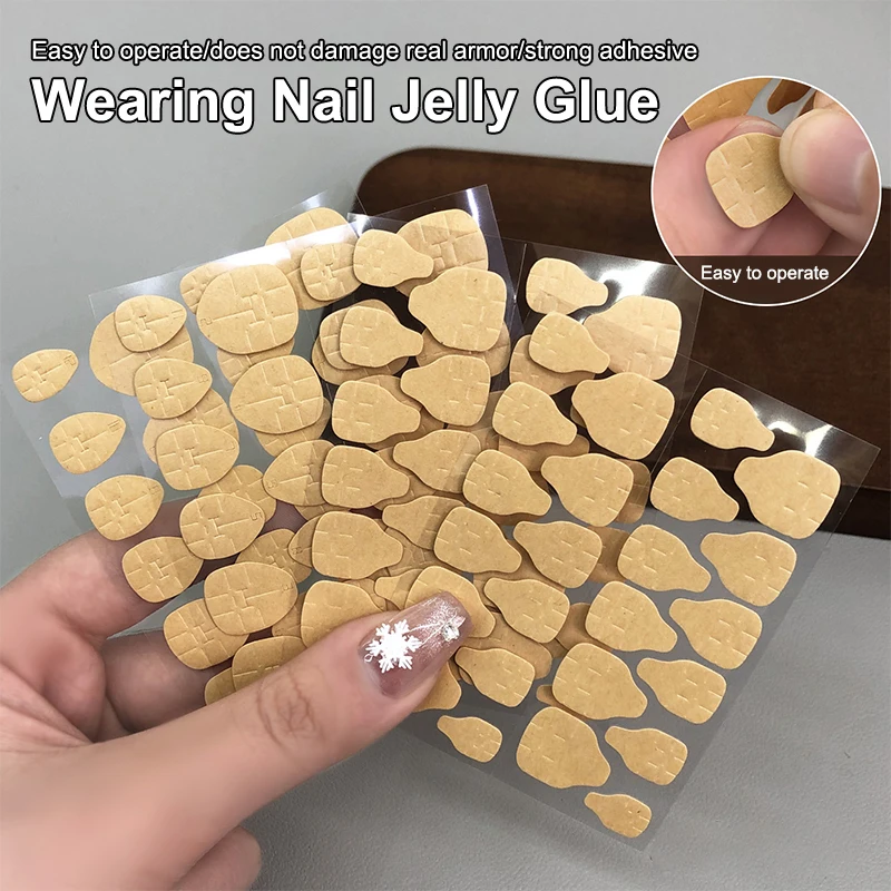240pcs/10 Sheets False Nails Sticker For Handmade Press On Nail Kraft Paper Double Side Jelly Glue Full Cover Nail Adhesive Tabs