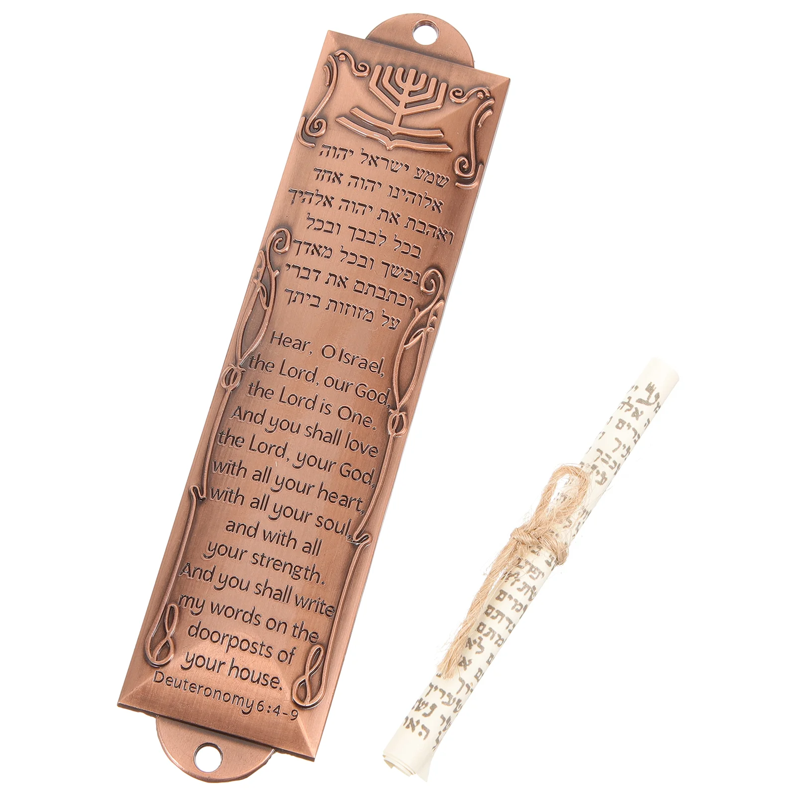 

Israeli Crafts Gifts Religious Mezuzah Holy Scroll with for Door Jewish Symbols Mizzuzah Menorah Hanukkah Vintage