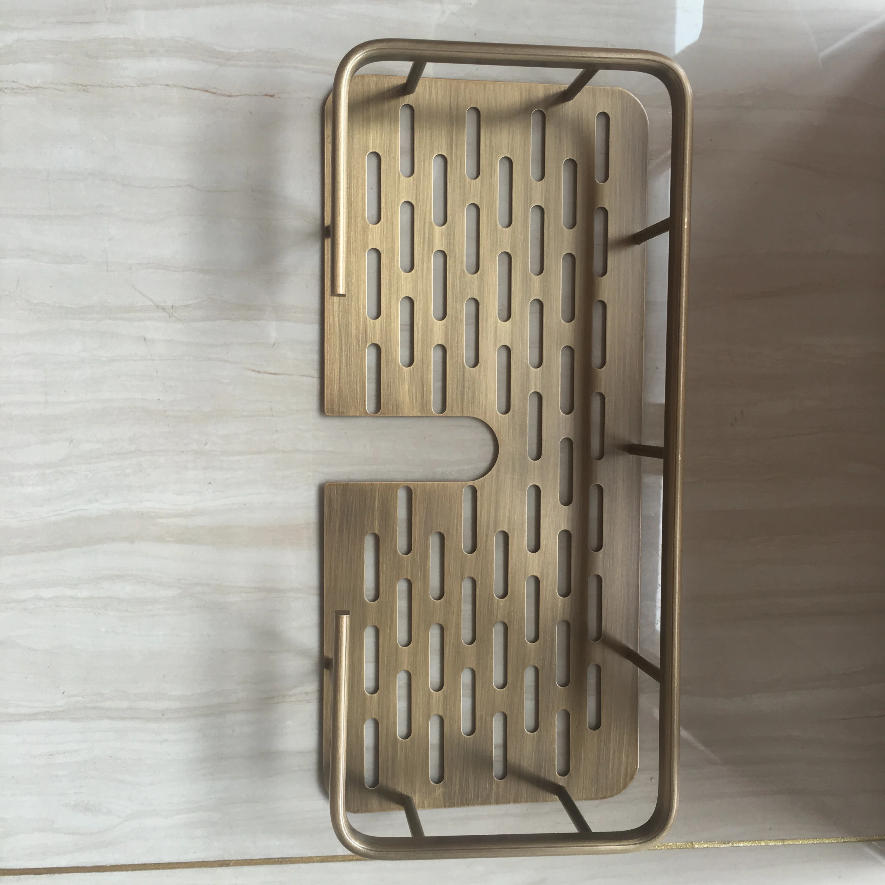 MTTUZK Solid Brass Shelf Basket Shower Rod Storage Basket Shower Tray Storage Shelf Lifting Rod Antique Copper Soap Net