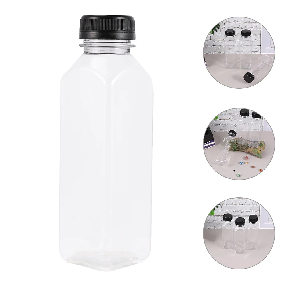 

12Pcs Beverage Bottles Clear Plastic Juice Containers Leak-Proof Lid Reusable Juice Storage Bottles for Drinks