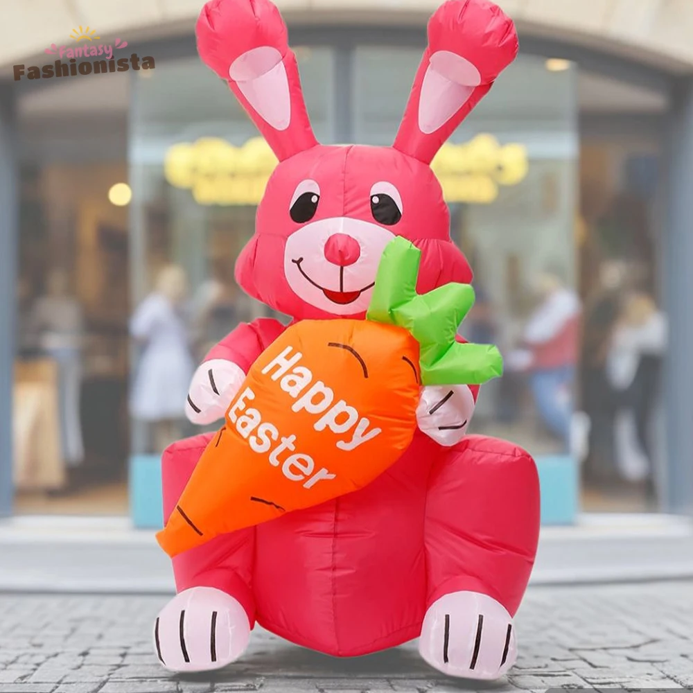 Easter Cartoon Rabbit Carrot Inflatable Outdoor Courtyard luminous Inflatable Doll LED Festival Atmosphere Ornaments