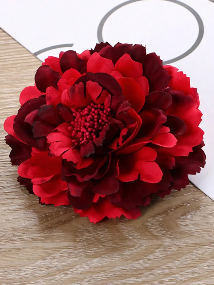 Green Peony Flower Hair Clip Brooch For Women Bohemian Vintage Hair Accessory Wedding Party Decoration view 3