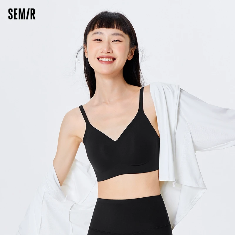 Semir 2024 Underwear Women Elastic Comfortable Solid Color Breathable Light Sports Casual Bra Beautiful Back Push Up New Style