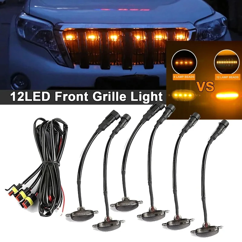 

Universal Smoked Lens Amber / White LED Car Front Grille Clearance Marker Light assemblies w/ Wiring Harness Kit For Truck SUV