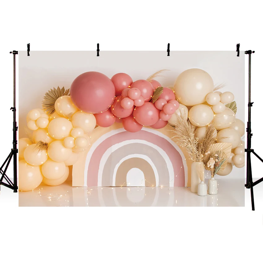 Mehofond Photography Background Bohemian Rainbow Pampas Grass Balloon Girl Birthday Party Cake Smash Decor Backdrop Photo Studio