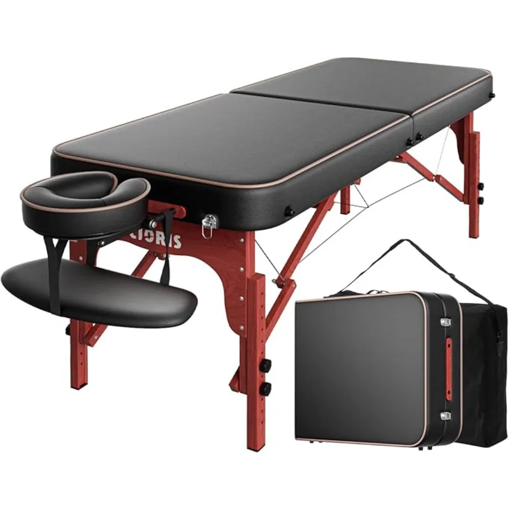 CLORIS-Table de Énergie Professionnelle, Portable, Pieds en Bois Renforcé, Supporte jusqu'à 1100LBS, 2 Pliables, Légères, 84"