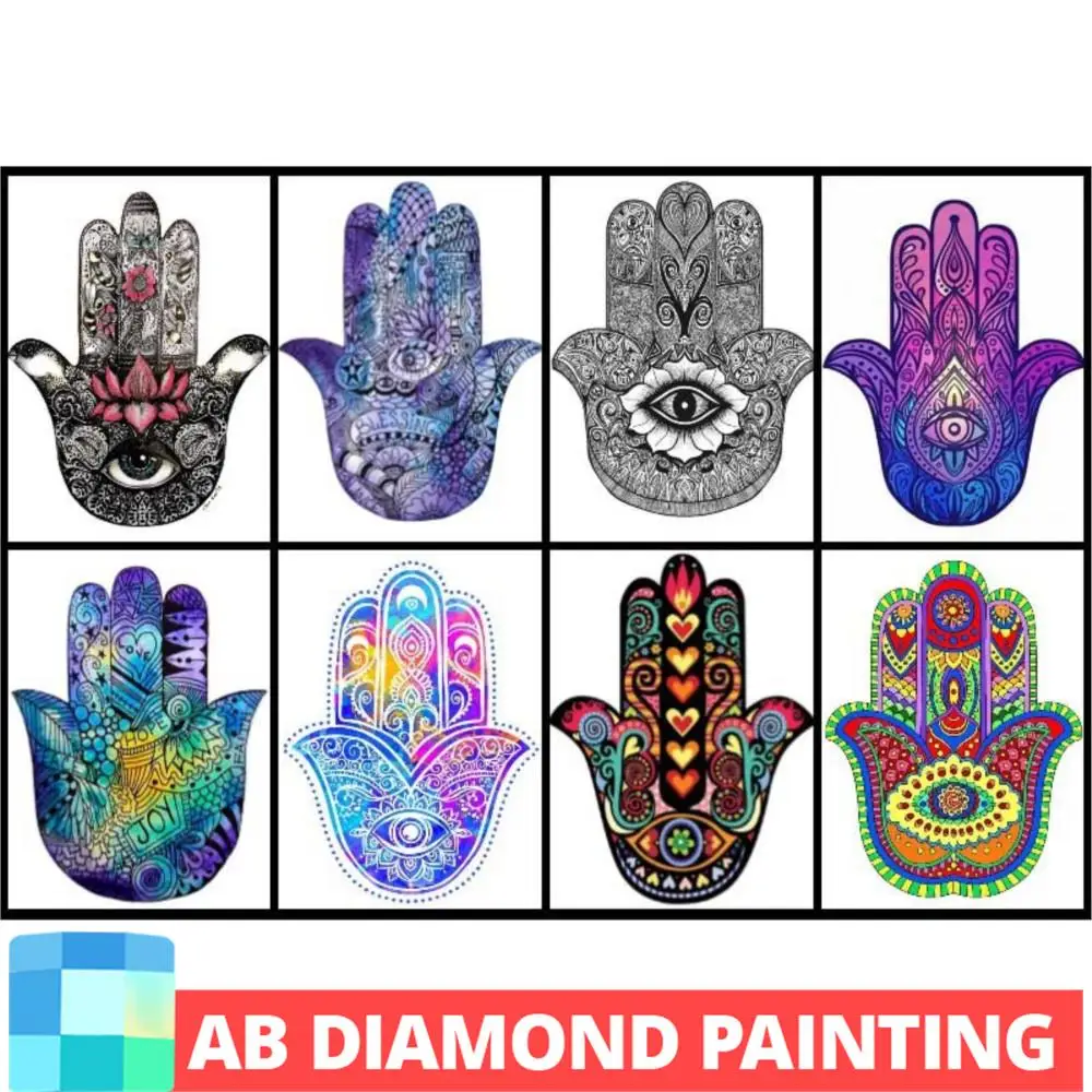 AB Diamond Painting Hamsa Hand Symbol Fatima DIY Full Rhinestone Drill Cross Stitch Kits Square Diamond Embroidery Decor Gift