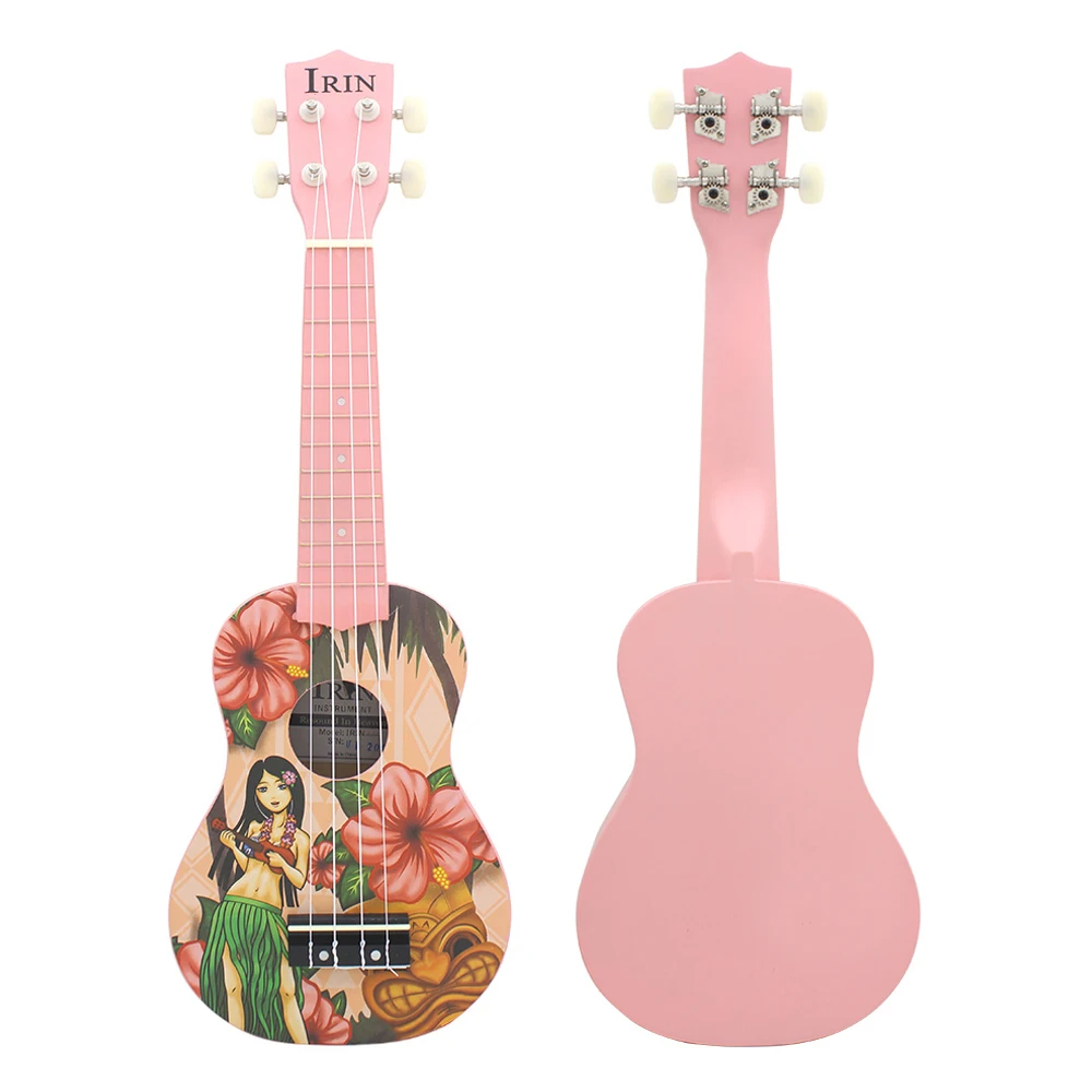 IRIN 21 Inch Ukulele 4 Strings Hawaiian Guitar Pink Girl Mini Guitarra Ukulele With Strings Tuner Bag Guitar Parts & Accessories