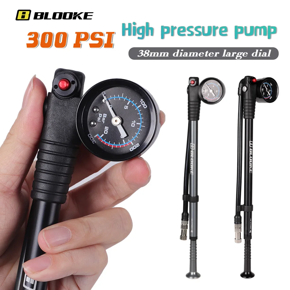 BLOOKE Portable 300PSI High-pressure Air Pump With Gauge Suitable For Bicycle Rear Shock Or Fork Suspension Or Tire