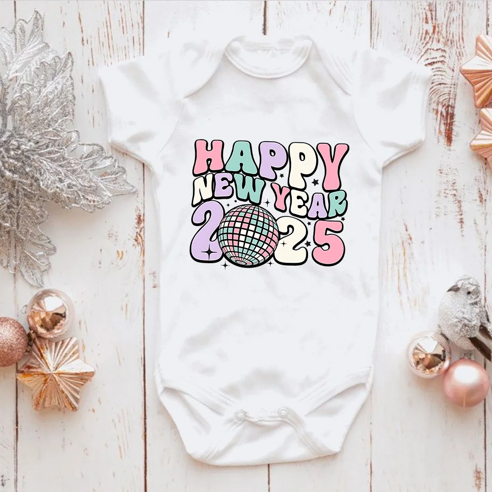 Hello 2024 Baby Romper Infant New Year Romper Boys Girls Clothes New Year Party Baby Gift Outfits Toddler Short Sleeve Playsuit