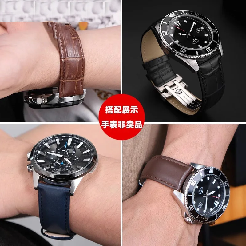 لساعة كاسيو مع الرجال النساء BEM-506 MDV106 Efv-540 جلد البقر معصمه EFR-303 EQB-501 أبو سيف سوار إكسسوارات 20 22 مللي متر