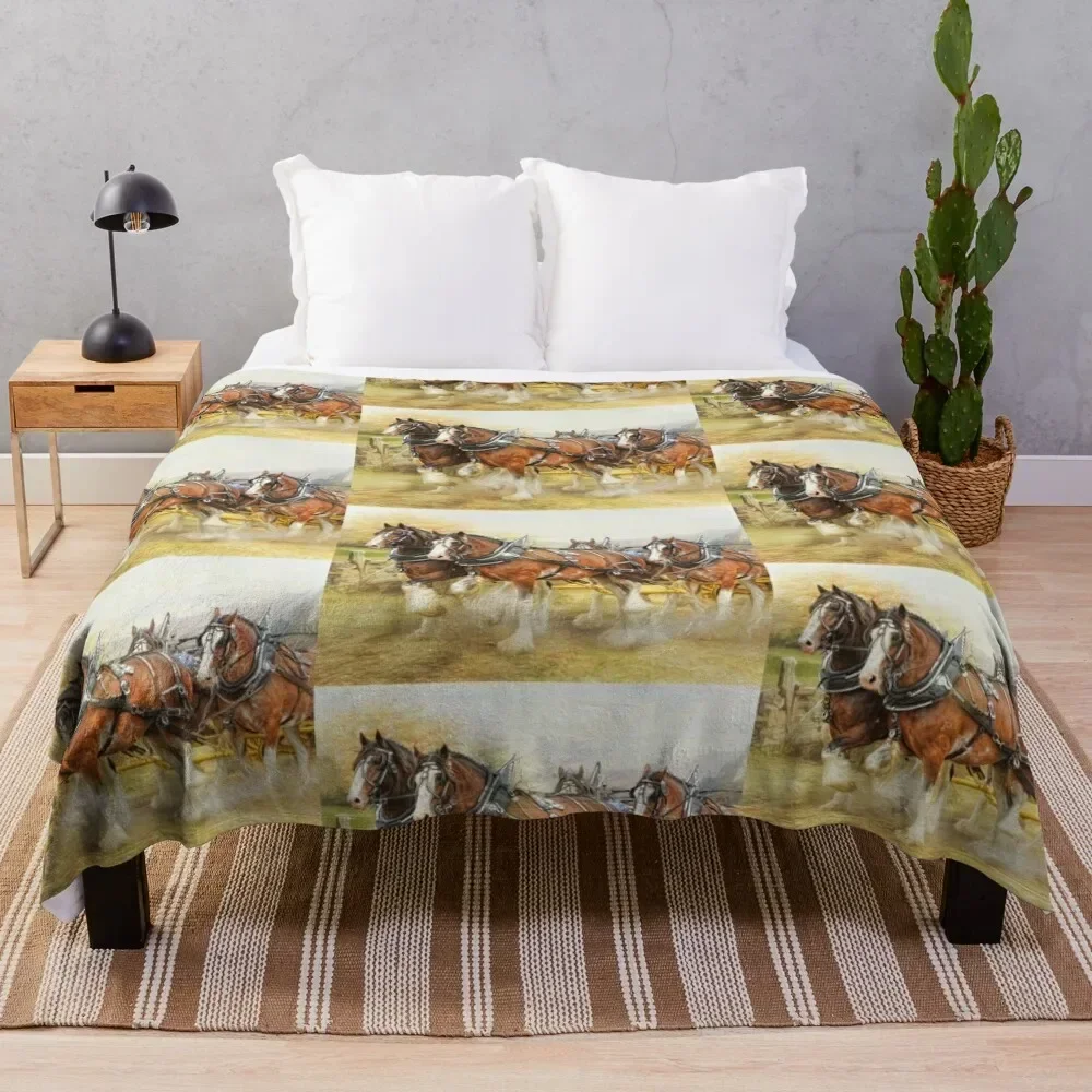 

Clydesdales in Harness Throw Blanket Softest Retros Single Blankets