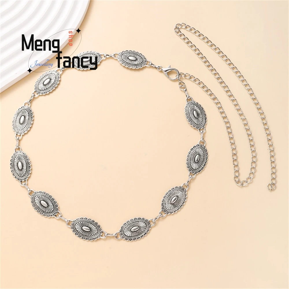 

Metal Waist Chain, Retro Ladies' Decoration Dress Belt, Fashionable Sweater Chain Belt Fashion Jewelry Exquisite Elegant Popular