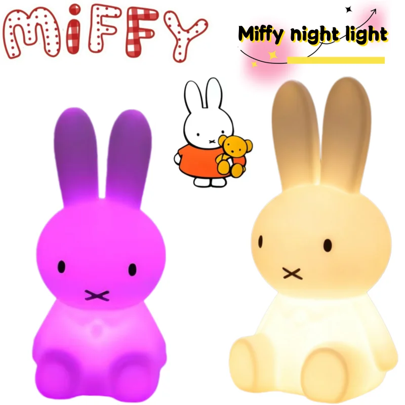 Neue Miffy Nachtlichtlampe Hochwertiges Cartoon-Puppenmodell Kreative Heimdekoration Schlafzimmer Farbige Fernbedienung Stimmungslampe Ornamente