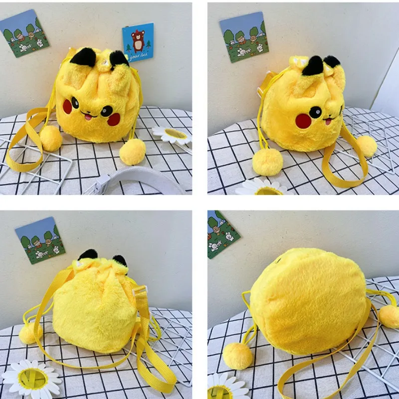 Bolsa de Felpa con Cordón de Pokemon, Adorable y Divertida, para Niñas y Niños, Estudiantes, Portátil, para Guardar Maquillaje, Viajes, Aire Libre, Bolsa de Regalo con Dibujos Animados