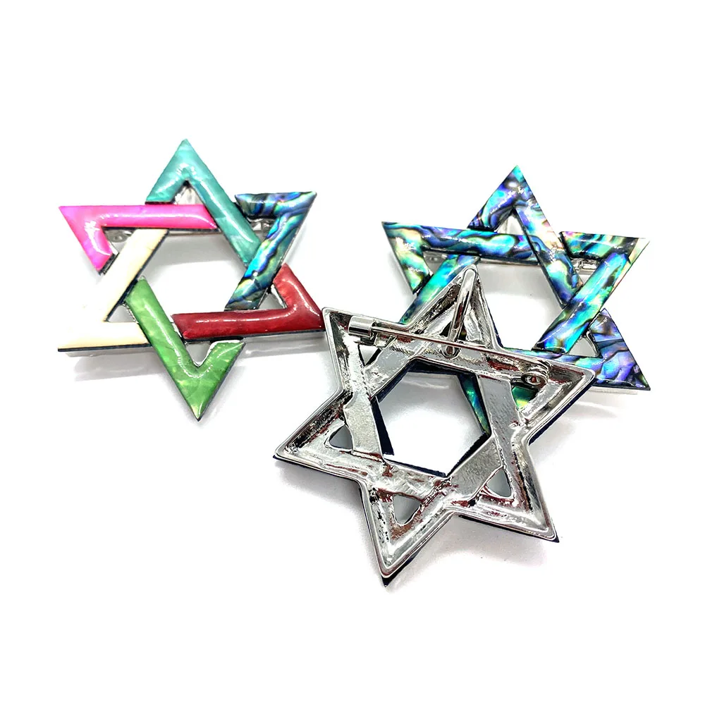 Natural Shell Star Brooch Necklace Pendant Abalone  Mother Of Pearl DIY Making Hexagonal  Scarf Buckle Jewelry image 3