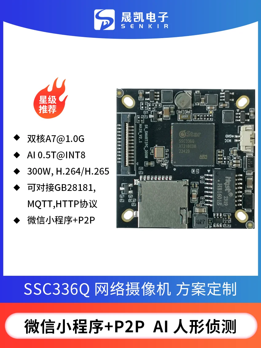 SigmaStarssSSC336Q,AI 0.5T,IPC Network Camera,P2P,Development Board,Customized Solution
