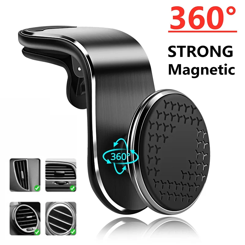 Magnetyczny uchwyt samochodowy na telefon Uniwersalny uchwyt samochodowy na telefon Air Vent Mobilna obsługa GPS dla iPhone'a Huawei Samsung 360 °   Wspornik obrotowy