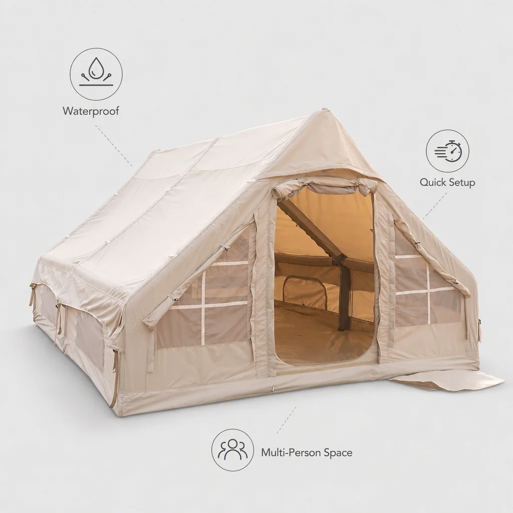 Inflatable House Tent Multi Person Outdoor Camping Tent Waterproof Sun Proof Cold Resistant Portable ized Family Shelter