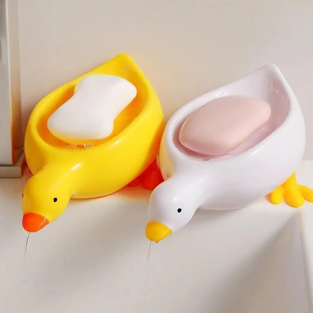 Duck Soap Dish - Cute Self Draining Soap Holder with Tray, Bathroom Decor Organizer for Sink Countertop | Novelty Gift Idea