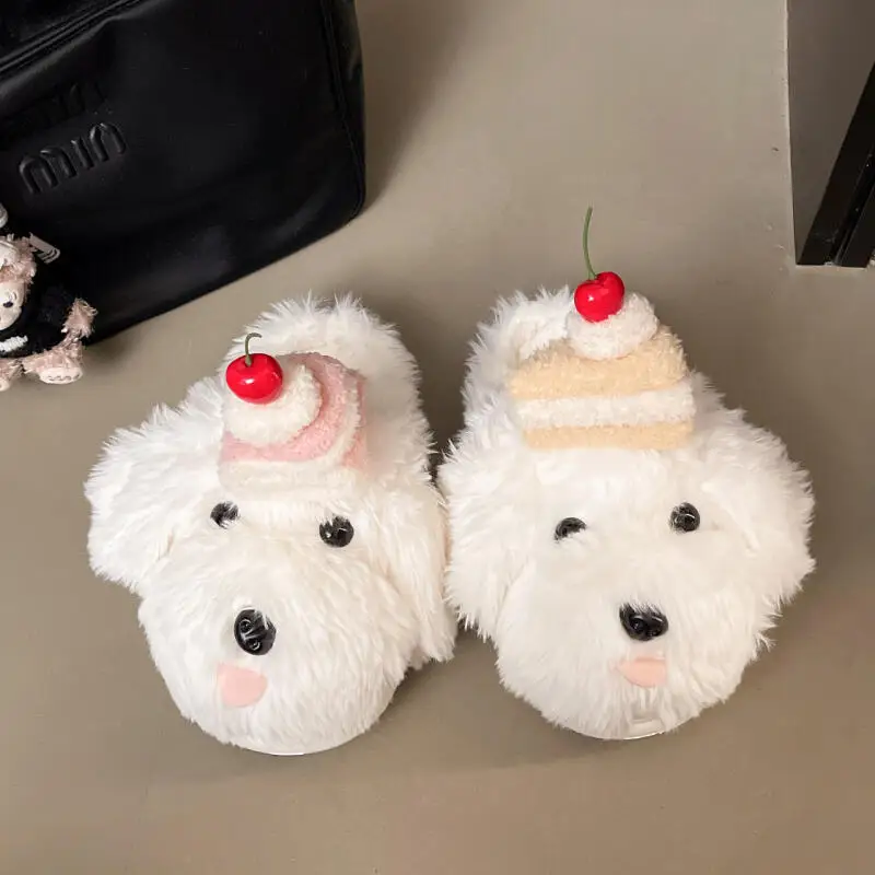 Winter Fluffy Women's Slippers Home Cartoon Luxury Designer Woman Shoes Flats Indoor Cute Fuzzy Fur Slides Casual Soft Sole Warm view 6