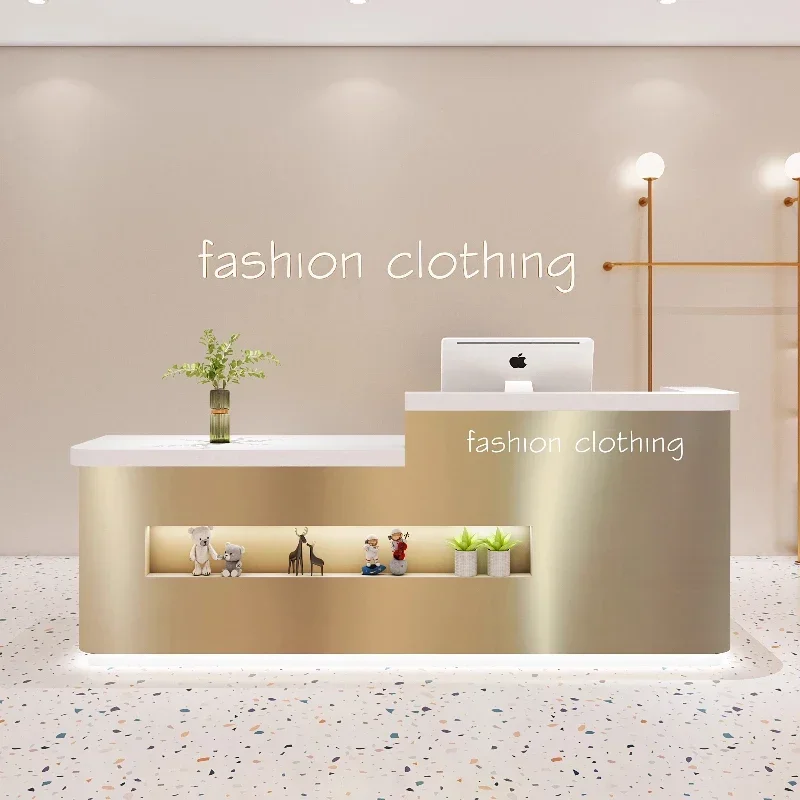 

Stainless Steel Clothing Store Checkout Page Simple Nordic Modern Commercial Beauty Salon Nail Salon Small Bar Reception Desk