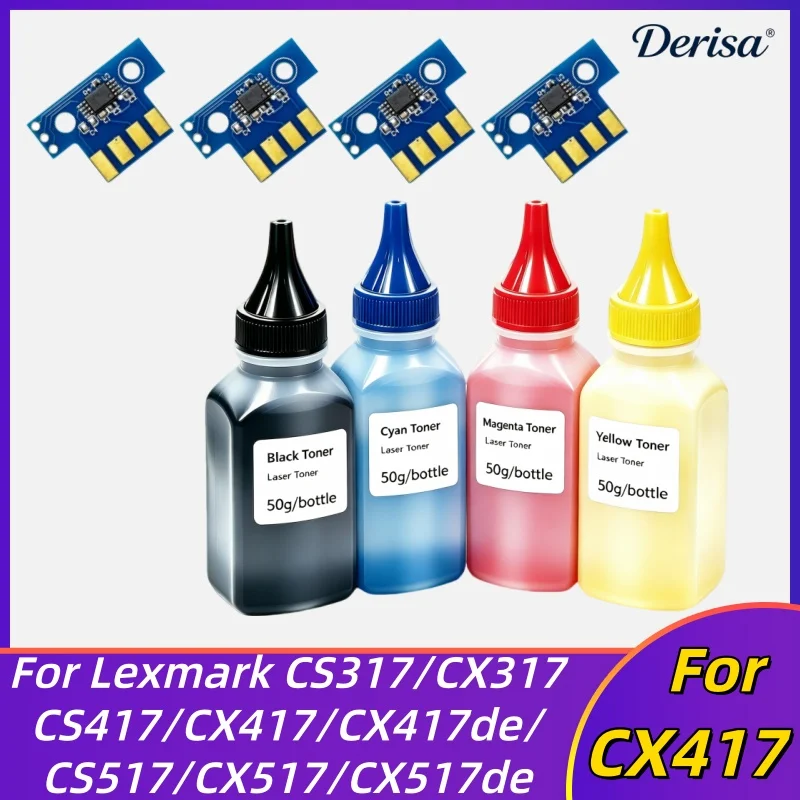 CX417 CX417de Toner and Chip Compatible for Lexmark CX317 CX317dn CX517 CX517de CS317 CS417 CS517 CS317dn CS417dn CS517dn