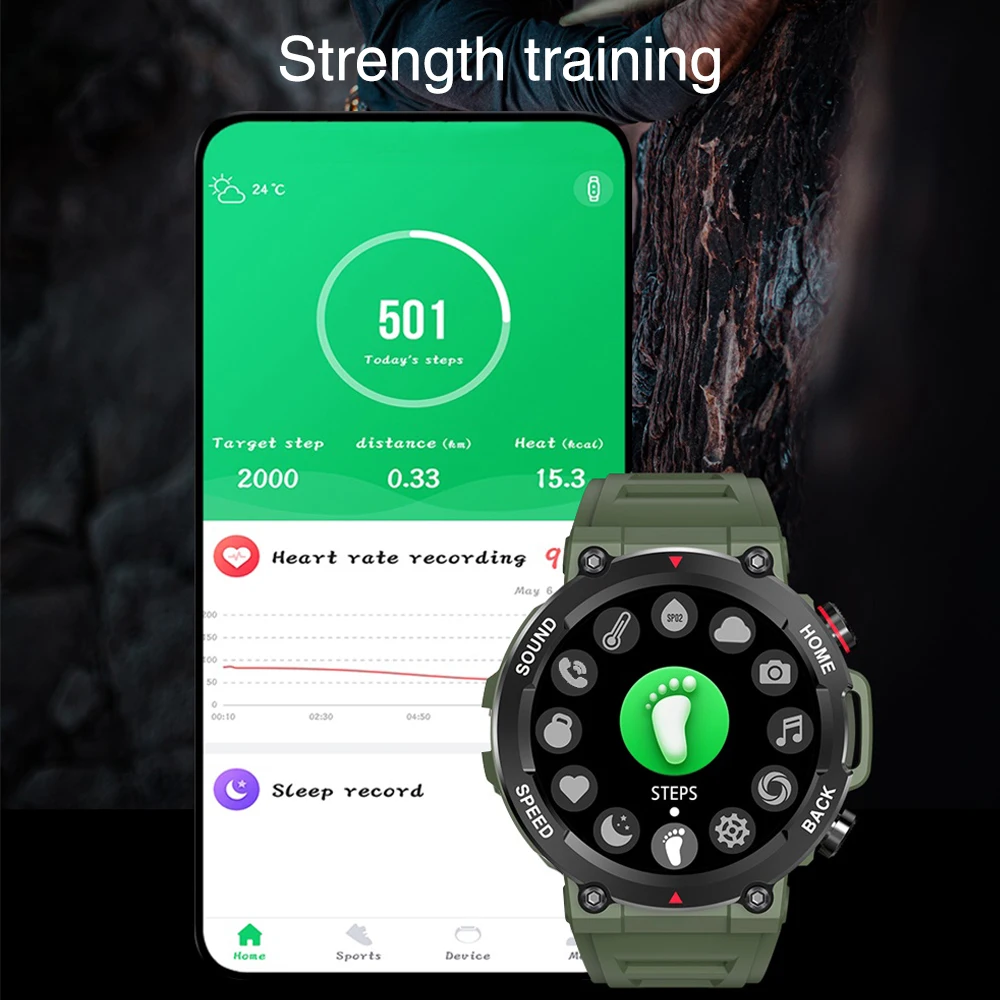 Smart Watches Men Sports 400mAH Sleep Heart Rate Monitor Clock Waterproof Blue Tooth Call Smartwatch Women Music Voice Assistant