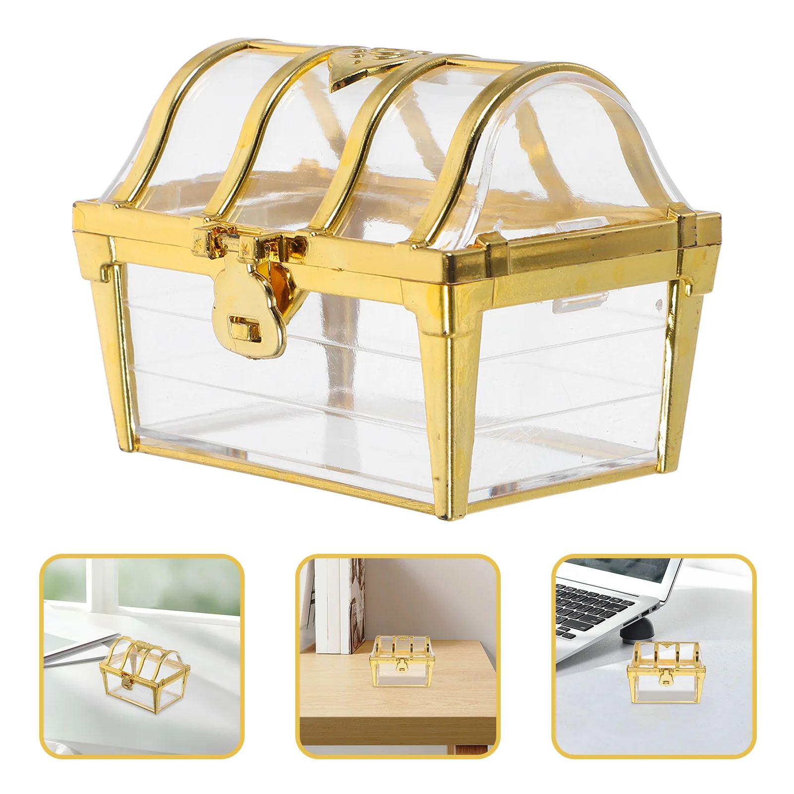 

12Pcs Small Treasure Chest Boxes Transparent Pirate Candy Containers Durable Party Favors Wedding Birthday Gift Decoration
