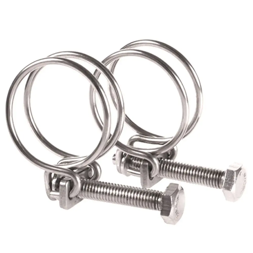 1PC Stainless Steel Hose Clamps Double Wire Fixed Throat Hoop Adjustable Fuel Tube Water Pipe Ventilation Pipe Clip Hardware