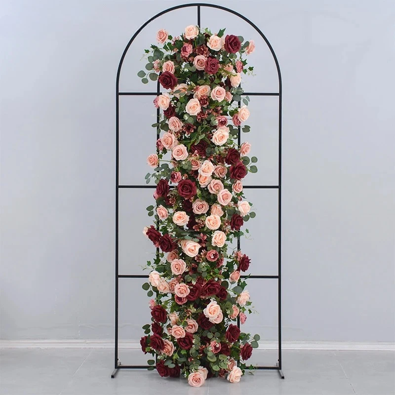 

RetroWine Red Artificial Flowers For Wedding Decoration Long Runner Flower Row Road Leading Flower Ball Floral Table Centerpiece