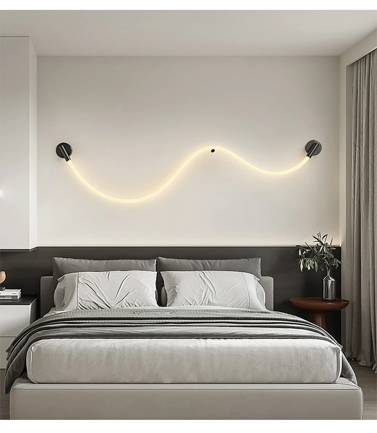 Luke Wand lampe einfache Atmosphäre Licht nordische Nachttisch lampe Wohnzimmer Faser gewebte Licht emittierende Röhre Lampe Bett Zimmer Nacht lampe – Detail 13