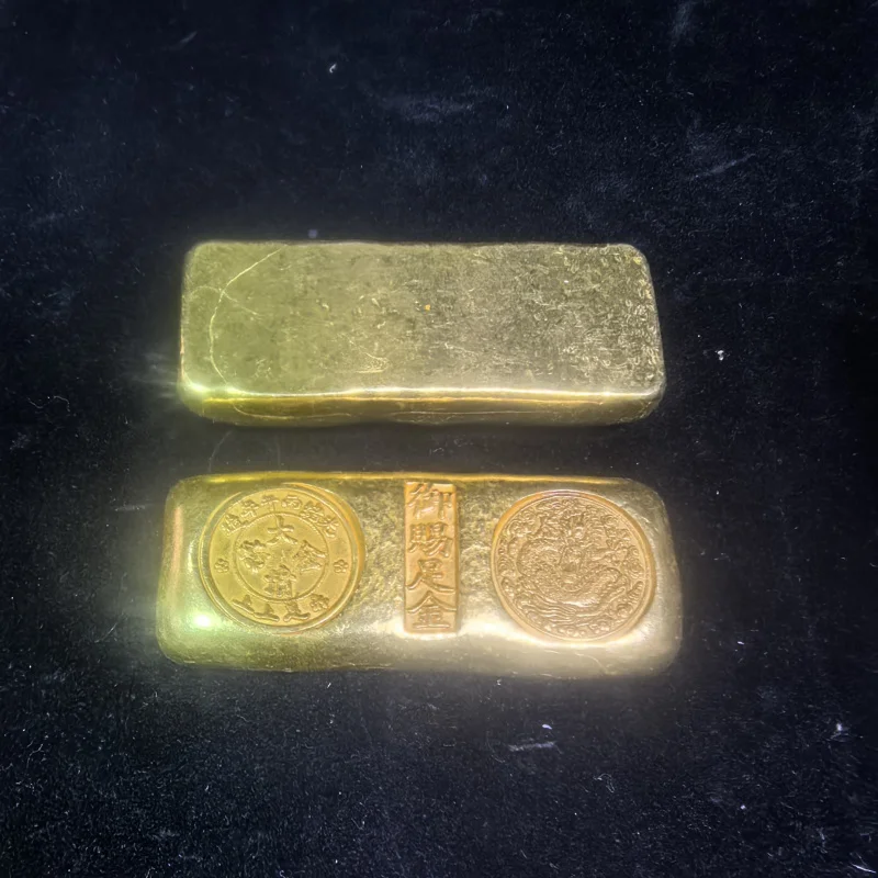 Solid cast brass bar, Qing Dynasty , random vintage gold ingot, antique collectible item, 1pc