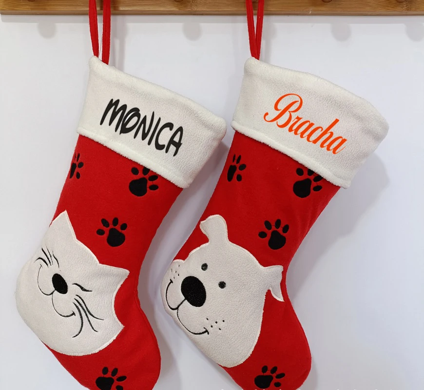 

Personalized Halloween Velvet Christmas Socks, Cute Cartoon Cotton Socks, Halloween red And white matching Christmas tree