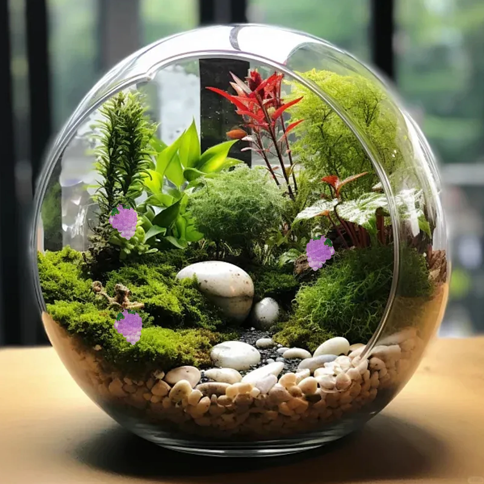 

20 Pcs Night Glow Grape nament Crystal Fruits Adornment Decorative Model Artificial Mini Resin Fruits Lifelike Simulated Fruit