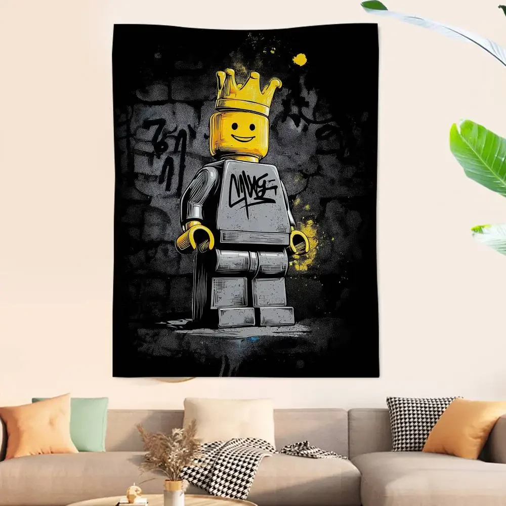 Cartoon Various Occupations L-Legos Colorful Tapestry Wall Hanging Bohemian Wall Tapestries Mandala Wall Hanging Sheets