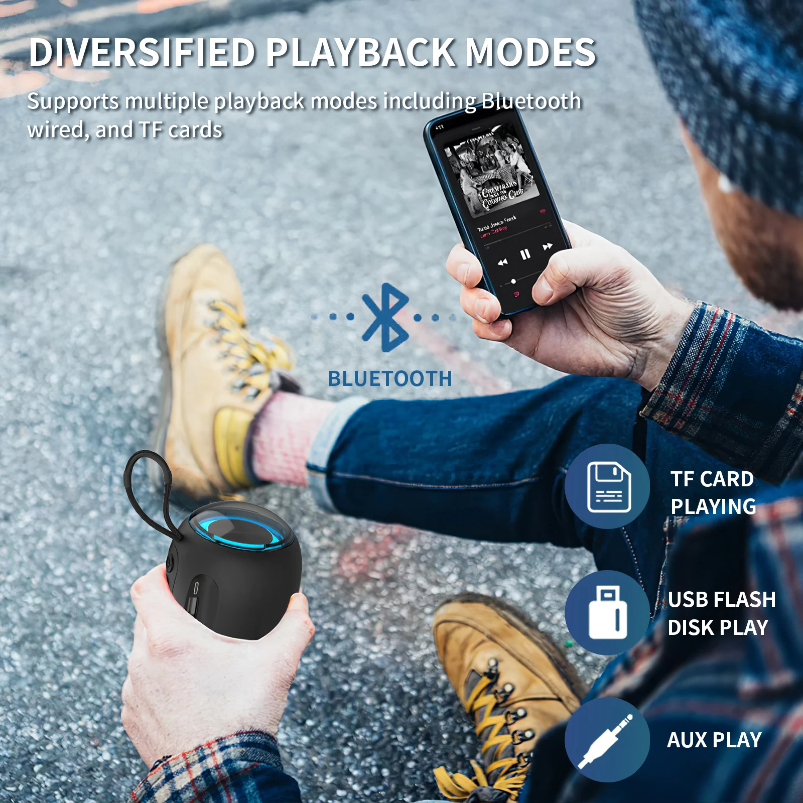 XTUGA RGB سماعة لاسلكية تعمل بالبلوتوث المتكلم للرياضة في الهواء الطلق المحمولة مشغل صوت الموسيقى USB بلوتوث التحدث راديو الحفلات