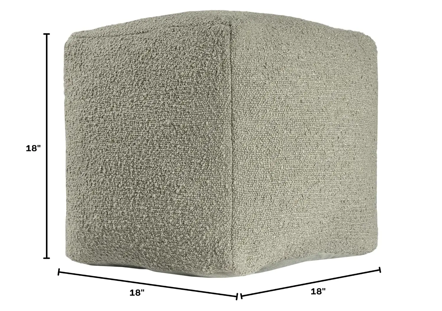 Handmade Solid Boucle Indoor Pouf Ottoman, Cube for Living Room Bedroom Dorm Decor, 18x18x18 Stuffed Seating, Customized