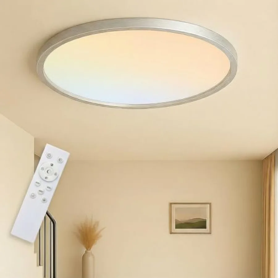 

Светодиодный потолочный светильник 36 Вт, современный круглый, с пультом ДУ, диммируемый, 3000K-6500K, регулируемый, тонкий, плоский.